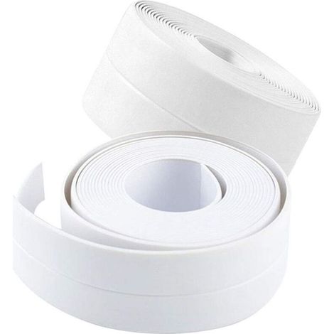 2 Pack PVC Self Adhesive Caulk Strip for Kitchen Sink Toilet Bathroom Shower Tub 3.2m x 3.8cm White (1/5)