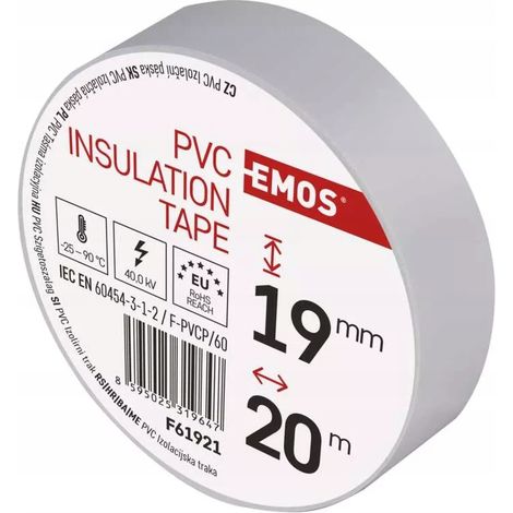 Ruban isolant en PVC blanc 19 mm x 20 m (1/2)