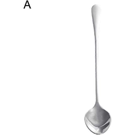 Cuillère à dessert OuZhan en acier inoxydable à long manche pour lait, café, crème glacée, couverts NSEA (1/3)
