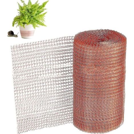 Malla de alambre de cobre - rollo de 6 metros - 12,7 cm de ancho - Mantiene alejados a babosas, caracoles y roedores. (1/4)