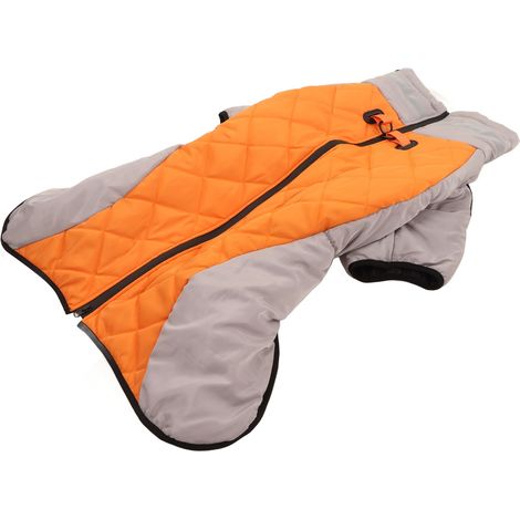 Gilet pour chien à col roulé réfléchissant, épais et chaud, idéal pour l'automne et l'hiver, gris et orange, taille 6XL (1/5)