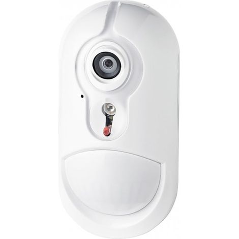 Détecteur de mouvement sans fil avec caméra intégrée – Détection 12m sur 90° – Immunisé animaux jusqu'à 38kg – Transmission 2km – Visonic