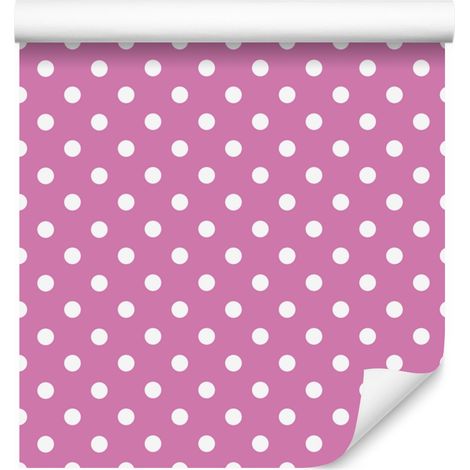 Papier peint à pois violets et rose poudré, fond rose poudré 50x1000 cm (1/5)