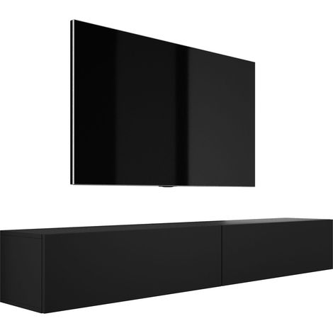 Meuble TV Suspendu, (2 × 100) × 34 × 32 cm, Noir Mat (1/5)