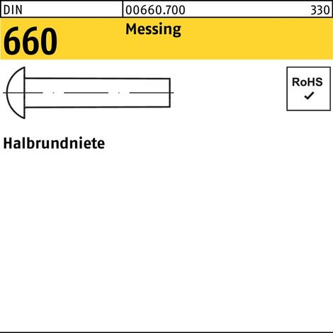 Rivets demi-ronds DIN 660 6x 10 laiton 500 pièces
