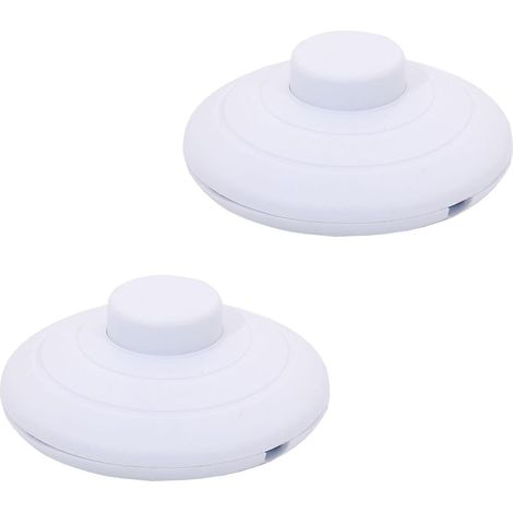 2 x Round Foot Switch for Lamp 2A 250V 2 or 3 Wire Cables Intermediate Switch with Auto Push Button for Floor Lamps, Table Lamps and Small Appliances or Lamps (1/5)