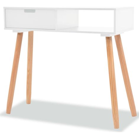 Table console Bois de pin massif 80 x 30 x 72 cm Blanc