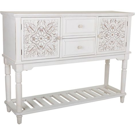 Aparador de madera de 2 cajones y 2 puertas blanco 120x36.5x91.5h cm (1/5)