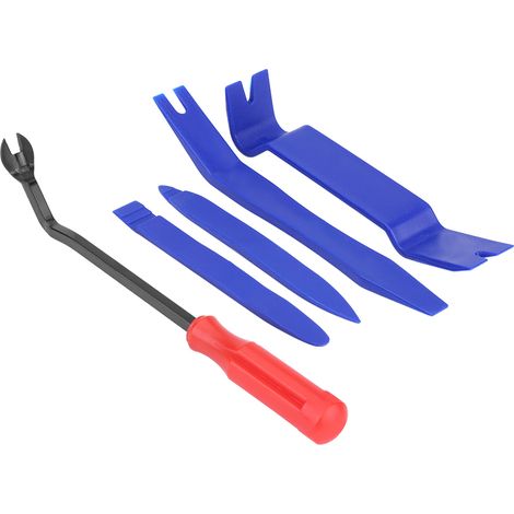 Kit de 5 clips rigides en plastique pour autoradio, clips pour panneaux de porte et kit d'outils pour le démontage et la pose des garnitures de tableau de bord (1/5)