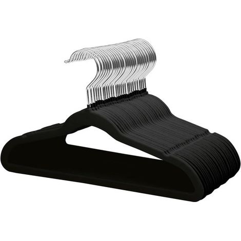 Lot de 20 cintres en velours – Noirs – Crochet rotatif 360° – Antidérapants – Gain de place – Vêtements (1/5)