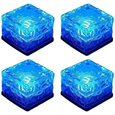 ALOVEZ Solar-Gartenleuchten, 4 Stück wasserdichte Solar-Bodenleuchten, 8 LED-Beleuchtungsmodi, helle Solar-Gartenleuchten für Terrasse, Rasen, Einfahrt, Brücke, Treppe (Blau) (1/4)