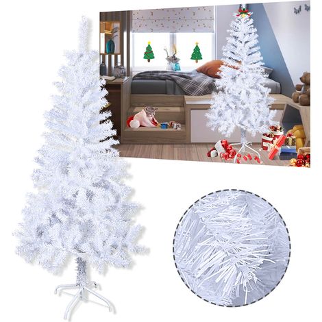 AUFUN Sapin de Noël artificiel Blanc PVC(150cm,Blanc) (1/5)