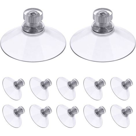 Lot de 12 ventouses à visser, 50 mm - Transparent - Plastique PVC - Écrou moleté (1/5)