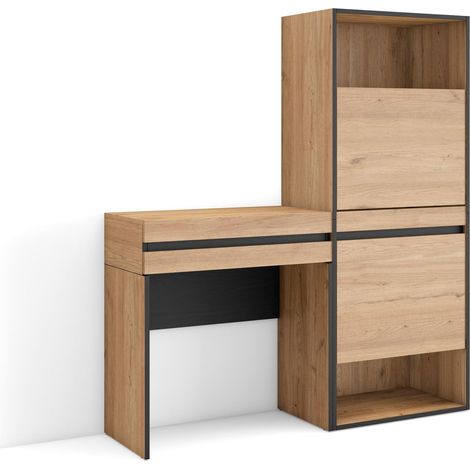 Skraut Home - Zapatero, Armario zapatos botas, 130x145x35 cm, Dormitorio, habitación, Tocador, Estilo Moderno, Roble