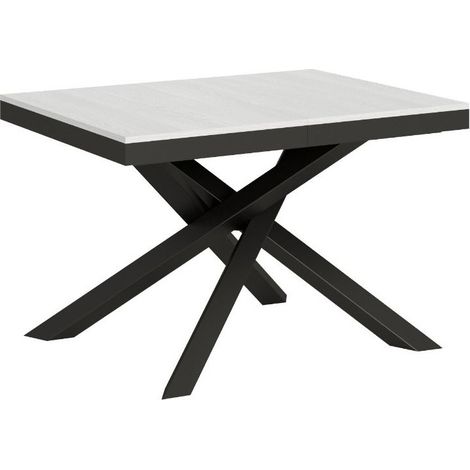 Petite table extensible bois clair et cadre anthracite 120-224cm Klass (1/4)