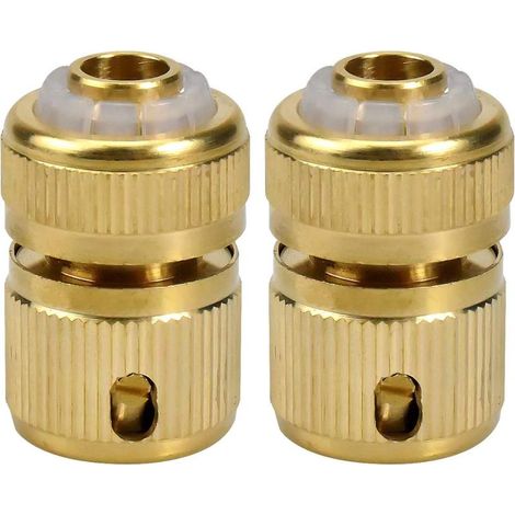 Raccord Tuyau Arrosage - Laiton Massif 1/2 Pouces - Connexion Rapide Sans Fuite - Pour Robinet et Tuyau PVC 12/16 mm - Lot de 2 (1/5)