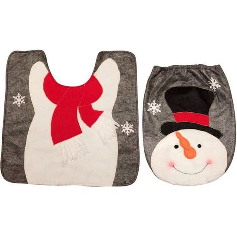 2 Housse de siège,Tapis,Design bonhomme de neige,Festif,Salle de bain,Maison,Hôtel (1/2)