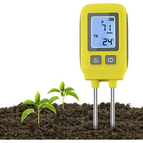 Professional 4-in-1 Soil Moisture Tester - Accurate Measurement of pH, Nitrogen, Phosphorus, Potassium and Temperature with Digital Display and Stainless Steel Probe (1/5)