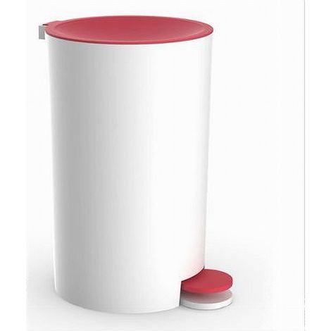 Cestino Pattumiera A Pedale Arredo Bagno Bianco Rosso Plastica Accessorio 69934 (1/2)