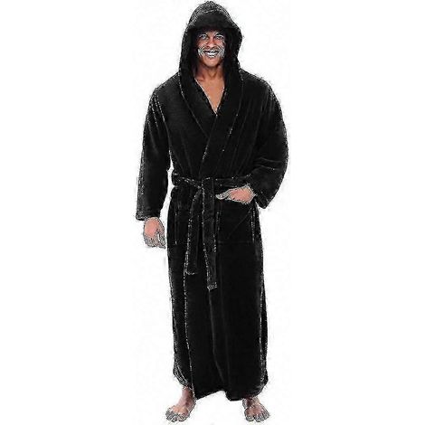 Langer Herren-Bademantel mit Kapuze für Hotel, Spa und Zuhause, Bademantel aus Frottee, Einheitsgröße (1/5)