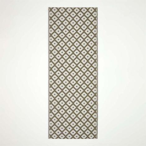 Homescapes – Tapis extérieur réversible 75x200 cm – 100% polypropylène recyclé – Motif géométrique – Résistant aux intempéries et déperlant