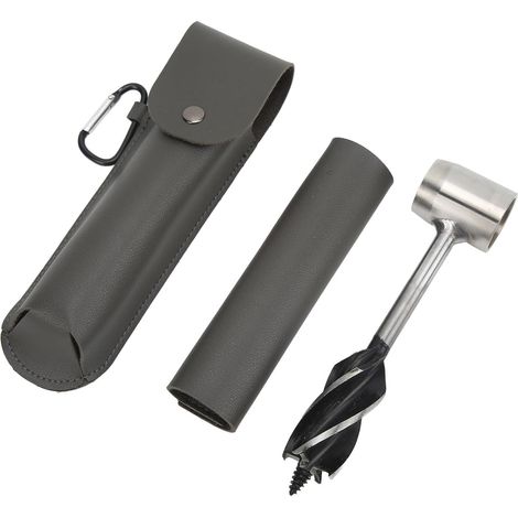 Ensemble de clés à molettes hélicoïdales manuelles, forets multifonctionnels en acier inoxydable pour le travail du bois, avec sac de rangement (sac en cuir gris et boîte à outils).