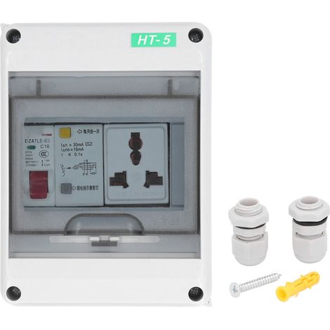 Boîte de Distribution à montage en Surface avec prise 250VAC 10-16A, 3 trous, disjoncteur MCB RCBO, étanche IP65, électrique