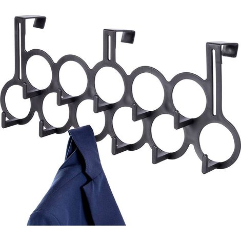 Appendiabiti da porta in plastica nera con 11 ganci, 48 cm (1/5)