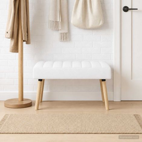 Teenpull – Kanalgepolsterte Bank Weiß 80 x 40 x 46 cm Stoff (1/5)