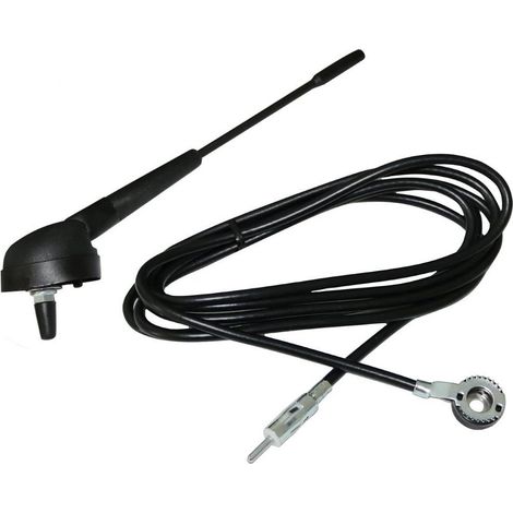 TRADE SHOP - Antenna Per Autoradio 19 Cm Per Tetto Auto Con Cavo Da 2.3 Mt Spina Din Plug -