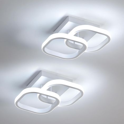 2 Pièces Plafonnier LED en Aluminium 22W, Blanc Froid 6500K, Blanc Carré Lampe de Plafond 22W 2475LM, Moderne Luminaire Plafonnier pour Couloir Cuisine Escalier Salon Chambre (1/5)