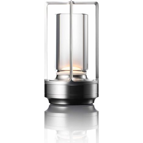 Ortviai Lampe de Bureau Sans Fil en Aluminium et Acrylique, Réglable et Rechargeable, 18 x 9 cm, Argent (1/5)