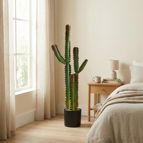 Planta artificial de interior de 111 cm, cactus artificial en maceta, para el hogar, la oficina, la sala de estar, el dormitorio, color verde.