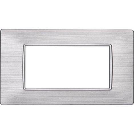 Placca compatibile Vimar Plana 4 moduli plastica colore argento satinato Ettroit EV85415