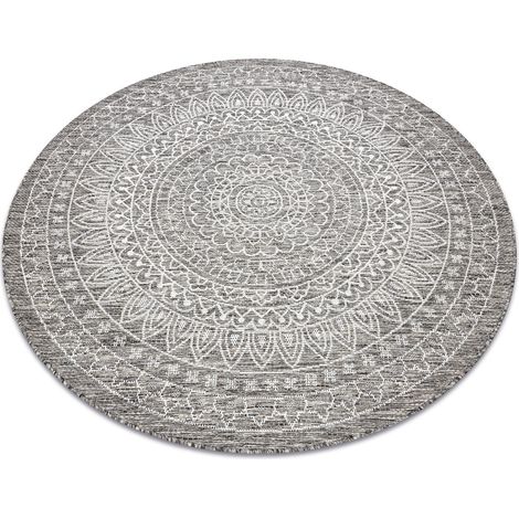 Teppich SISAL LOFT 21207 Rosette BOHO Kreis elfenbein/silber/taupe beige rund 120 cm