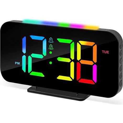 Digitaler Wecker,multifunktionaler Wecker mit Lautstärkeregelung,USB-Ladefunktion,LED-Nachtlicht,Schlummerfunktion und großem Display,schwarz (1/5)