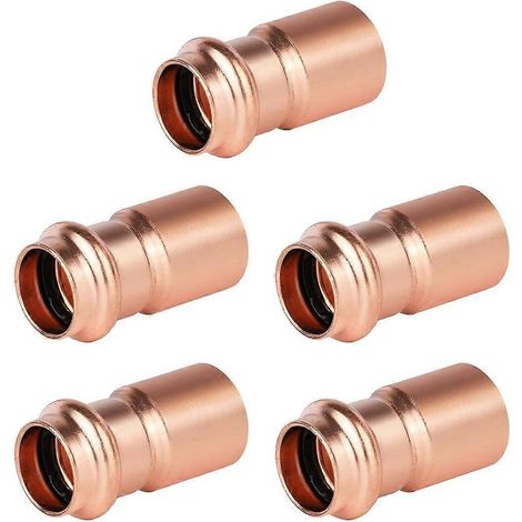 Lot de 5 manchons réducteurs à sertir Foskan 1" x 3/4" en cuivre, raccords à sertir pour tuyaux en cuivre