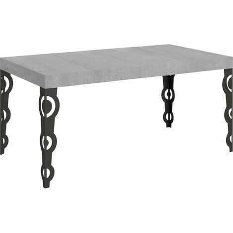Tavolo Allungabile 120/380x90 cm Karamay Premium Cemento Gambe Antracite