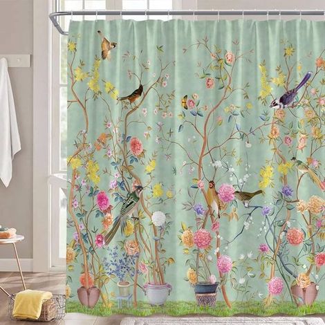 Cortina de ducha - Estampado floral - 180x180 cm (1/5)