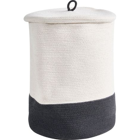 Cesto porta biancheria in cotone intrecciato grigio bianco Silopi