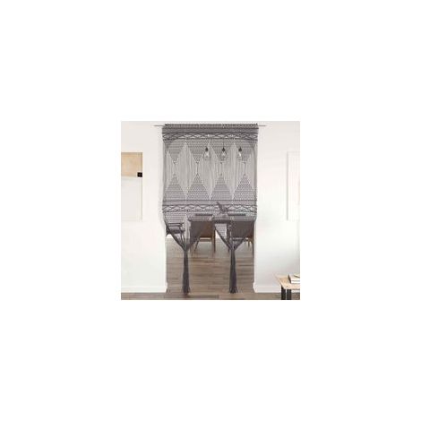 Rideau en macramé anthracite 140 x 240 cm en coton - Crezuo (1/4)