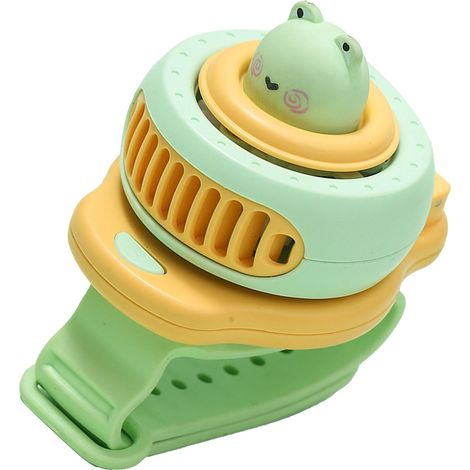 Innovativer Kinderuhr-Ventilator, Cartoon-Design, USB-Anschluss, tragbar, klein, Mini, Armband, grün (1/5)