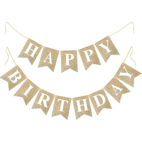 Guirlande Fanions Anniversaire - 1 Pièce - Papier Premium Or Champagne - Décoration Fête Pré-Montée 6M - Intérieur Extérieur (1/5)