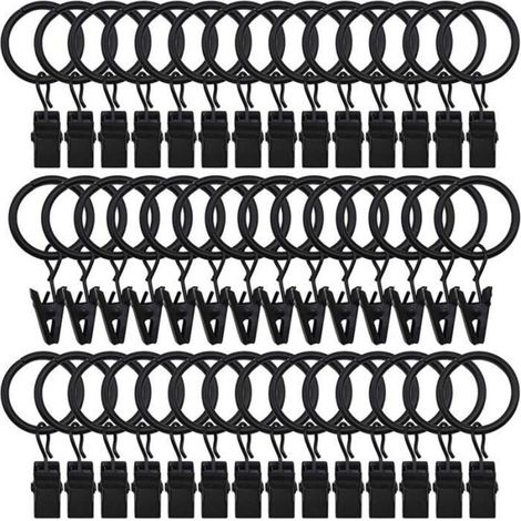 Bardusch-42 Paquets D\\'Anneaux une Rideaux, avec Pinces, Rideaux DéCoratifs, Rouille, RéTro, 1 Pouce, DiamèTre IntéRieur, Noir (1/4)