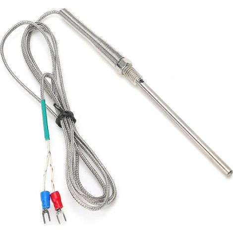 Thermocouple à sonde de type K de 99 mm (3,9 pouces) pour une mesure précise de la température de 0 à 800 °C, filetage M8 avec câble de 1,5 m (4,9 pieds).