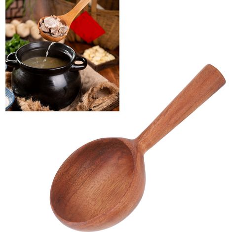 Cuillère à thé en bois à long manche, bois d'acacia (1/5)