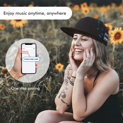 Kappe mit integriertem Bluetooth-Lautsprecher, kabelloser Bluetooth 5.0-Lautsprecher, Baseballkappe für Damen und Herren, ideal für Outdoor-Sport und Fitness. (1/5)