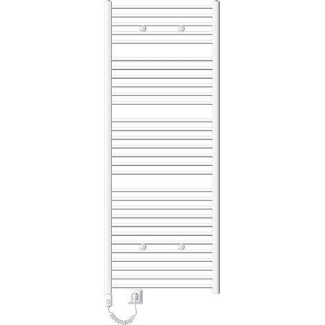 ECD Germany Badheizkörper Elektrisch mit Heizstab 900W - 750 x 1800 mm - Weiß - gebogen mit Seitenanschluss - Heizkörper Handtuchwärmer Handtuchtrockner