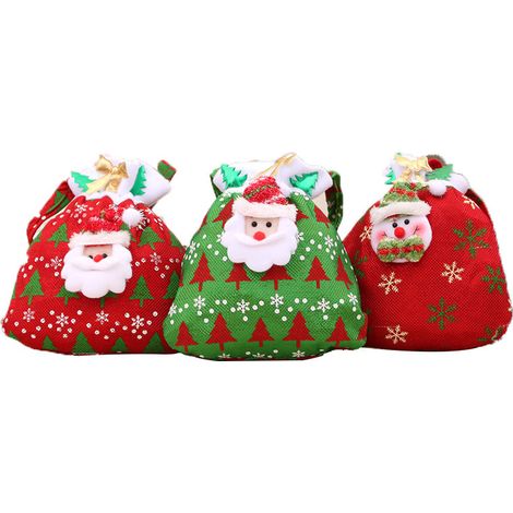 Lot de 3 pochettes cadeau Noël pour enfants, décorations festives, sachet surprise réveillon (1/5)