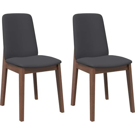 Lot de 2 Chaises à manger,Chaise de cuisine coussins marron bois massif caoutchouc CFW24840 (1/5)